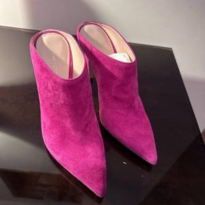 Stuart Weitzman Authentic Camila Pointed-Toe Slide Mule Raspberry Suede  US7.5